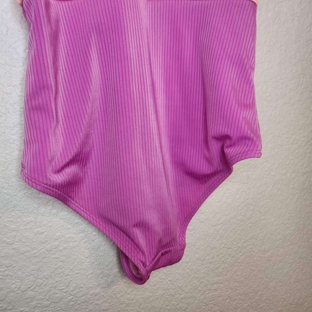 Justice Beach Two-Tone Peach and Purple One-Piece Swimsuit youth L 12 14